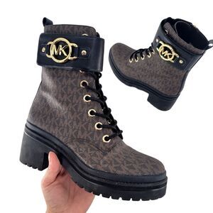 Michael Kors 'Rory' Heeled Ankle Boots Dark Brown Black 6